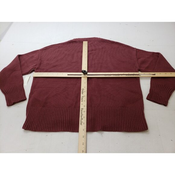 Daily Ritual Womens Sweater Long Sleeve Ribbed Crewneck Tight Knit Plum Size S - Picture 8 of 10